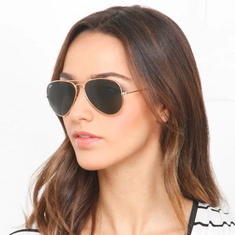 Ray Ban | Aviator Small Metal | Polished Gold Frame | G-15 Green Lenses